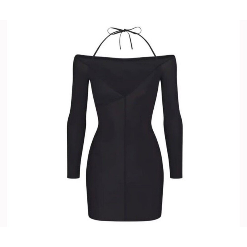 Skims Jelly Sheer Off The Shoulder Dress Onyx